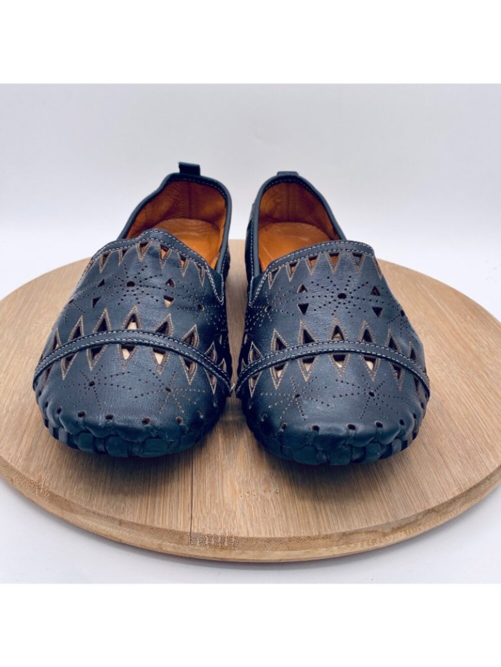 Spring Step Shoes Womens 10 41 Black Leather Perforated Loafers Artisan Boho - Picture 2 of 10
